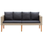 vidaXL Patio Sofa, Loveseat with Cushions, Patio Wicker Furniture, Outdoor Sofa for Backyard Garden Porch, Rustic, PE Rattan Beige