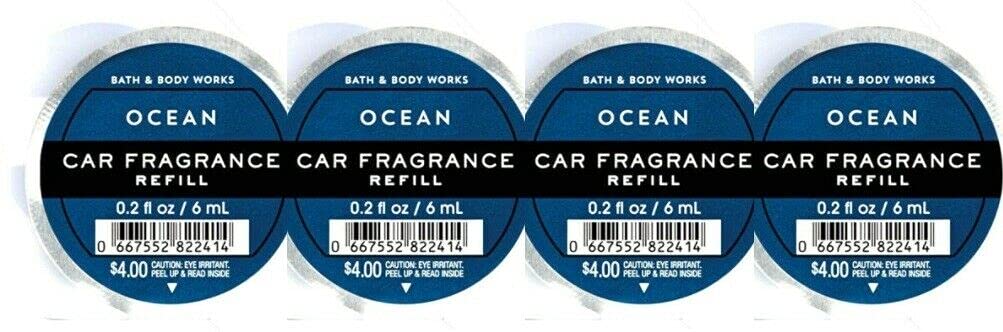 Bath and Body Works 4 Pack Ocean Scentportable Fragrance Refill. 0.2 Oz
