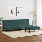 vidaXL 2-Piece Sofa Set - Dark Green Velvet Convertible Sofa Bed/Footstool for Living Room/Bedroom