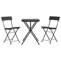 vidaXL 3 Piece Folding Bistro Set - Weather- Black Poly Rattan, Powder-Coated Steel Frame, Compact and Portable Outdoor Dining F
