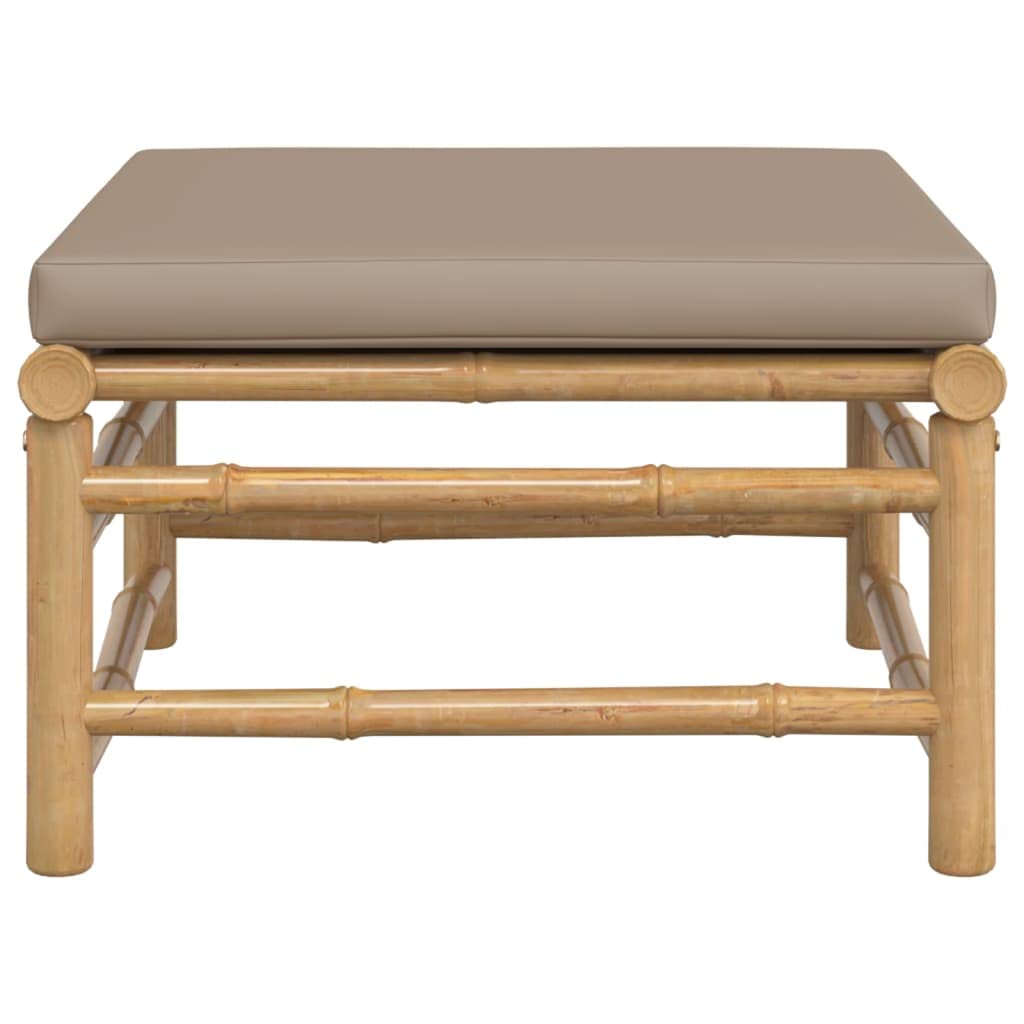 vidaXL Outdoor Bamboo Patio Sofa with Taupe Cushions - Modular Comfortable Garden Lounge Set in Natural Finish, Easy Assembly Required