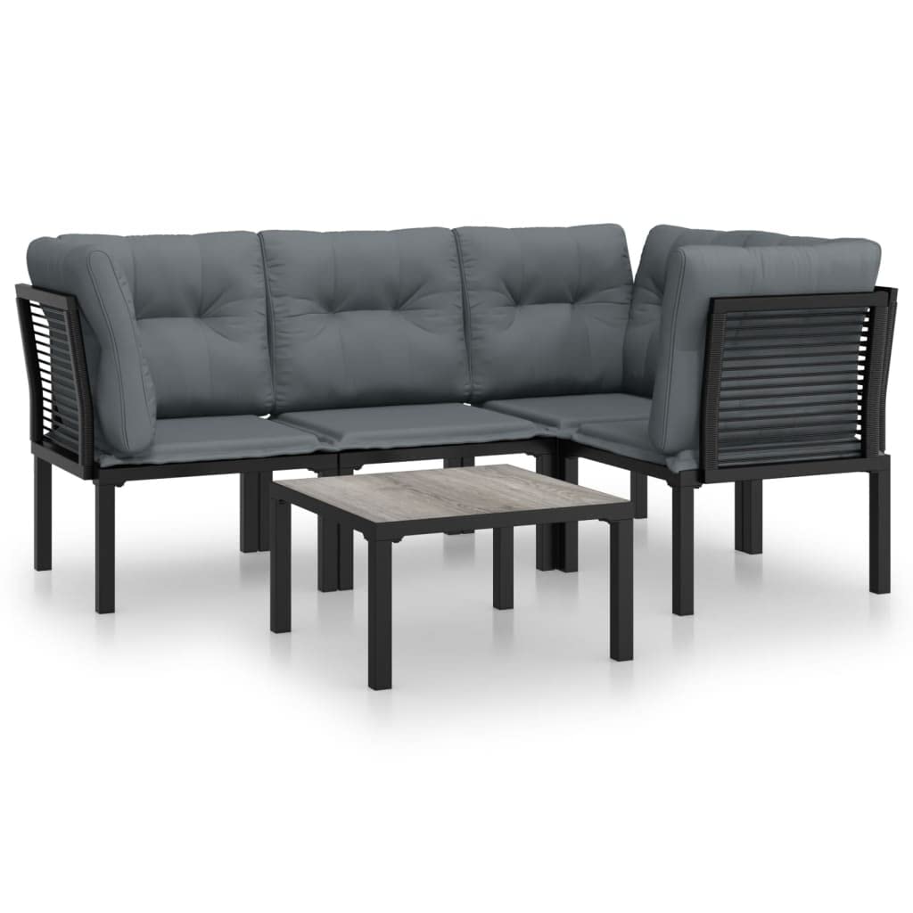 vidaXL Patio Lounge Set 5 Piece, Outdoor Patio Furniture with Coffee Table, Sectional Sofa Set for Garden, Modern Style, Black a