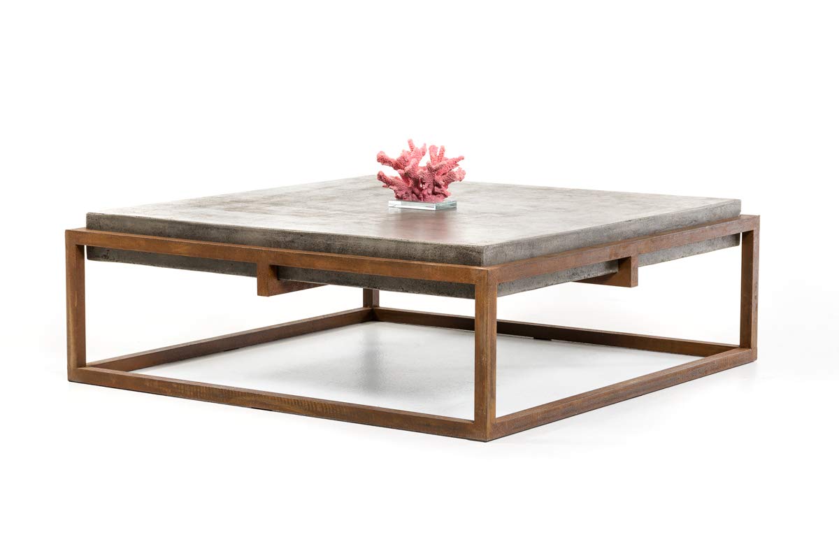 HomeRoots Concrete, Metal Modern Concrete Coffee Table