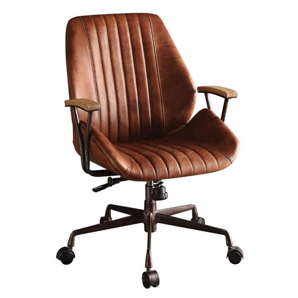 Acme Hamilton Leather Swivel Office Chair in Cocoa