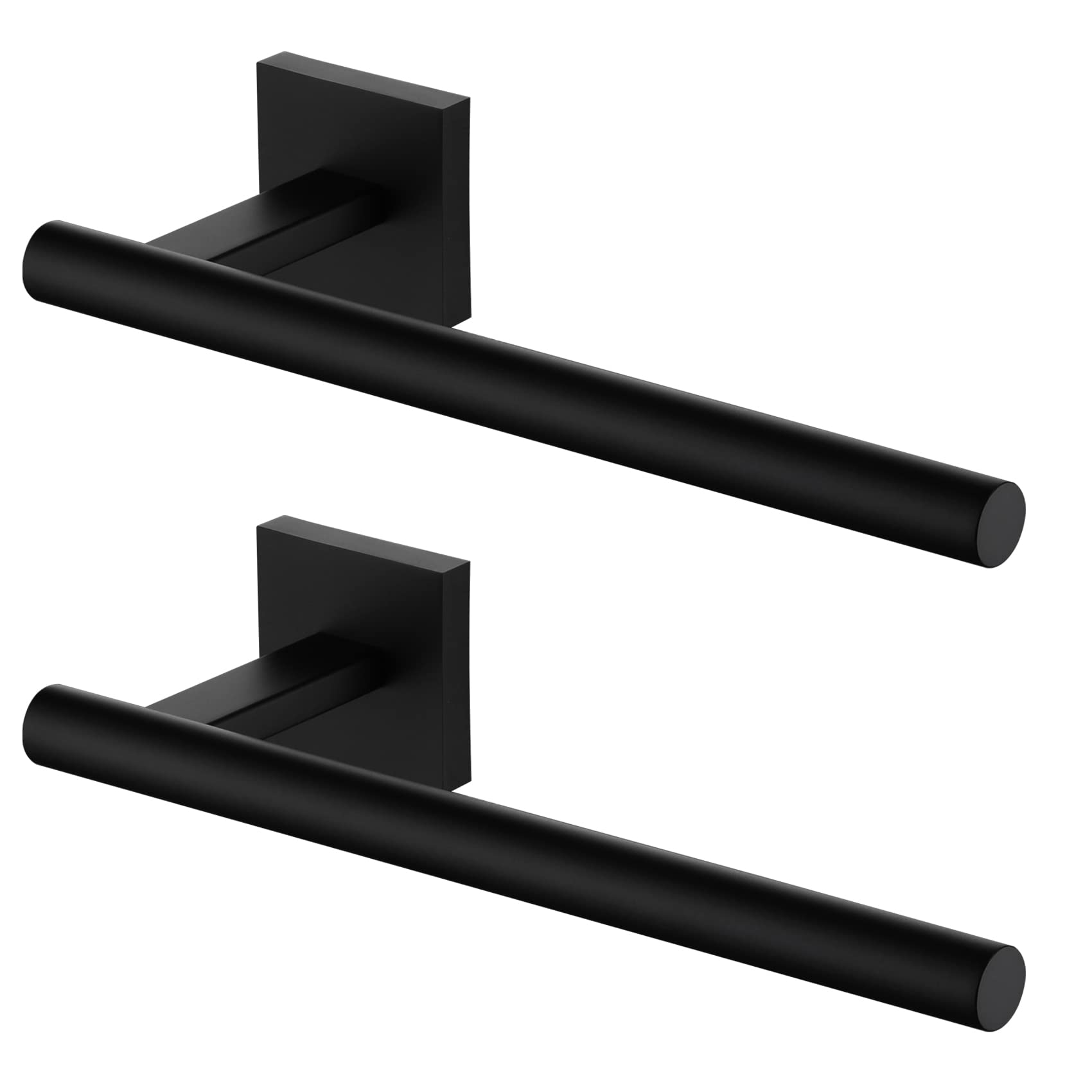 KOKOSIRI Towel Bar Matte Black Bathroom Hardware Hand Towel Rails Wall Mounted Kitchen Toilet Cabinet Paper Holder 2 Pack, Stain