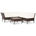 vidaXL Outdoor Patio Lounge Set with Cushions - 6 Piece, Poly Rattan, Brown, Modular Design, Weather-Resistant, Comfortable and Modern Seating.