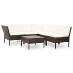vidaXL Outdoor Patio Lounge Set with Cushions - 6 Piece, Poly Rattan, Brown, Modular Design, Weather-Resistant, Comfortable and Modern Seating.