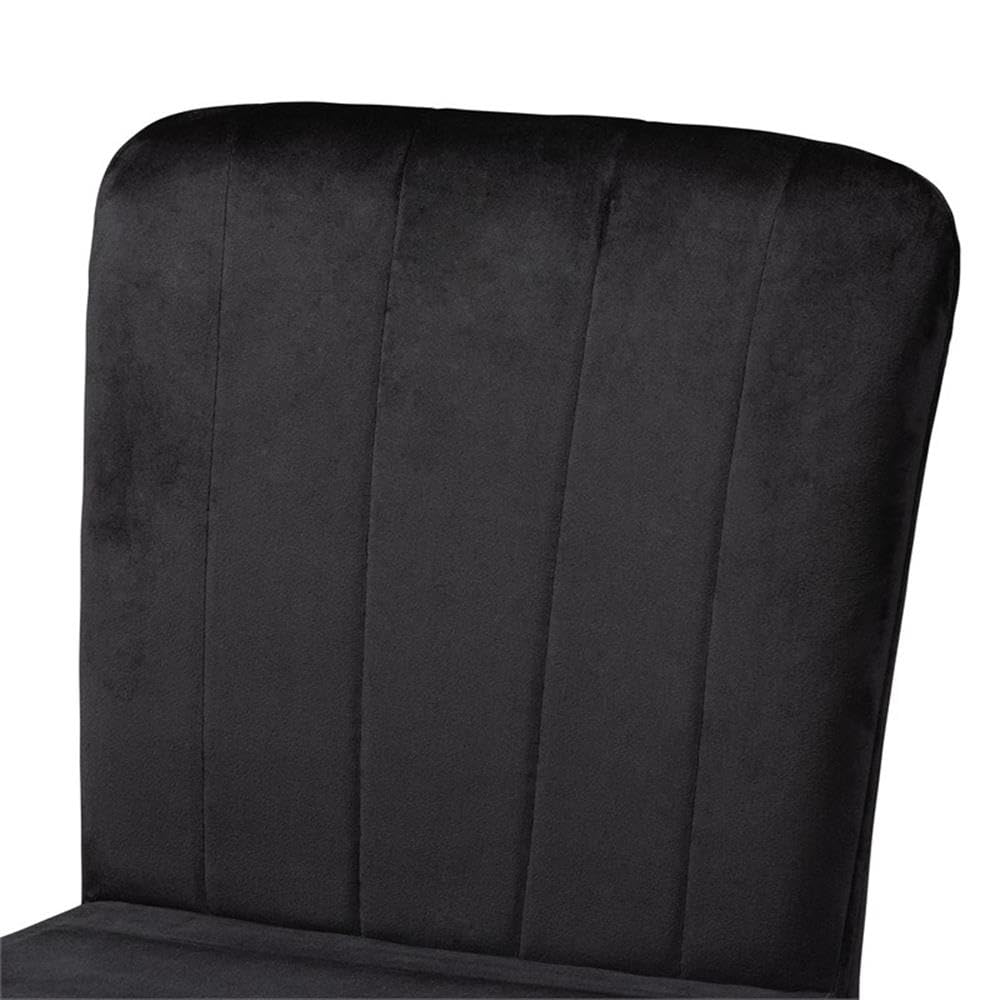 Baxton Studio Preston Modern Luxe And Glam Black Velvet Fabric Upholstered And Two-Tone Black And Gold Finished Metal 2-Piece Ba