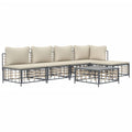 vidaXL Poly Rattan Patio Lounge Set in Anthracite - 5-Piece Outdoor Furniture Set with Cushions and Extra Seating Comfort for Ga