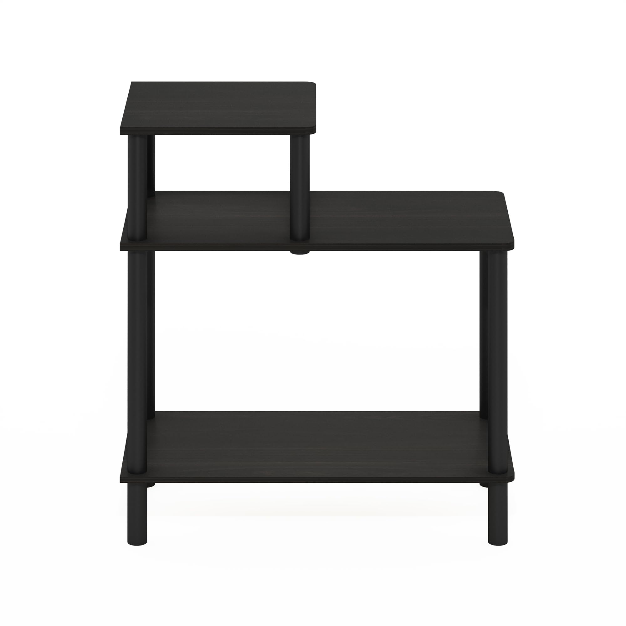 Furinno Turn-N-Tube 3-Tier Rectangular Sofa Side Table, End Table with Open Shelves, Espresso/Black