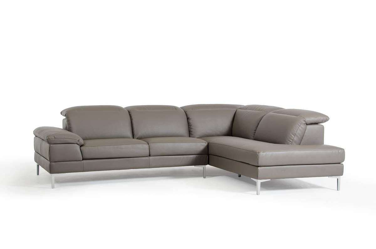 HomeRoots Modern Grey Eco-Leather Sectional Sofa