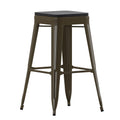 Cierra Set of 4 Commercial Grade 30 High Backless Silver Metal Indoor Bar Height Stools with Gray All-Weather Poly Resin Seats