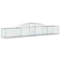 vidaXL Arched Gabion Basket- Decorative Garden Barrier, 118.1x19.7x15.7/23.6, Galvanized Iron Construction, Silver, Ideal for Ba