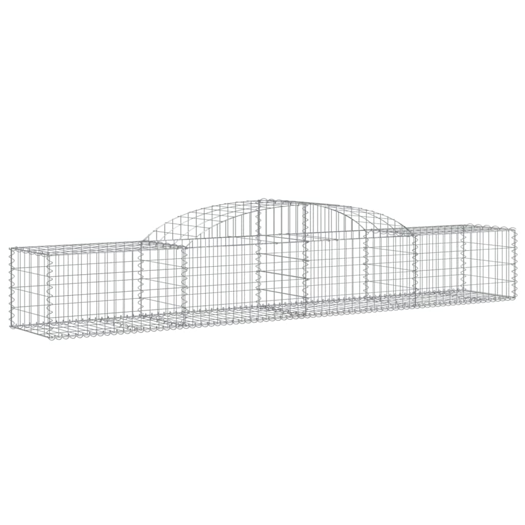 vidaXL Arched Gabion Basket- Decorative Garden Barrier, 118.1x19.7x15.7/23.6, Galvanized Iron Construction, Silver, Ideal for Ba