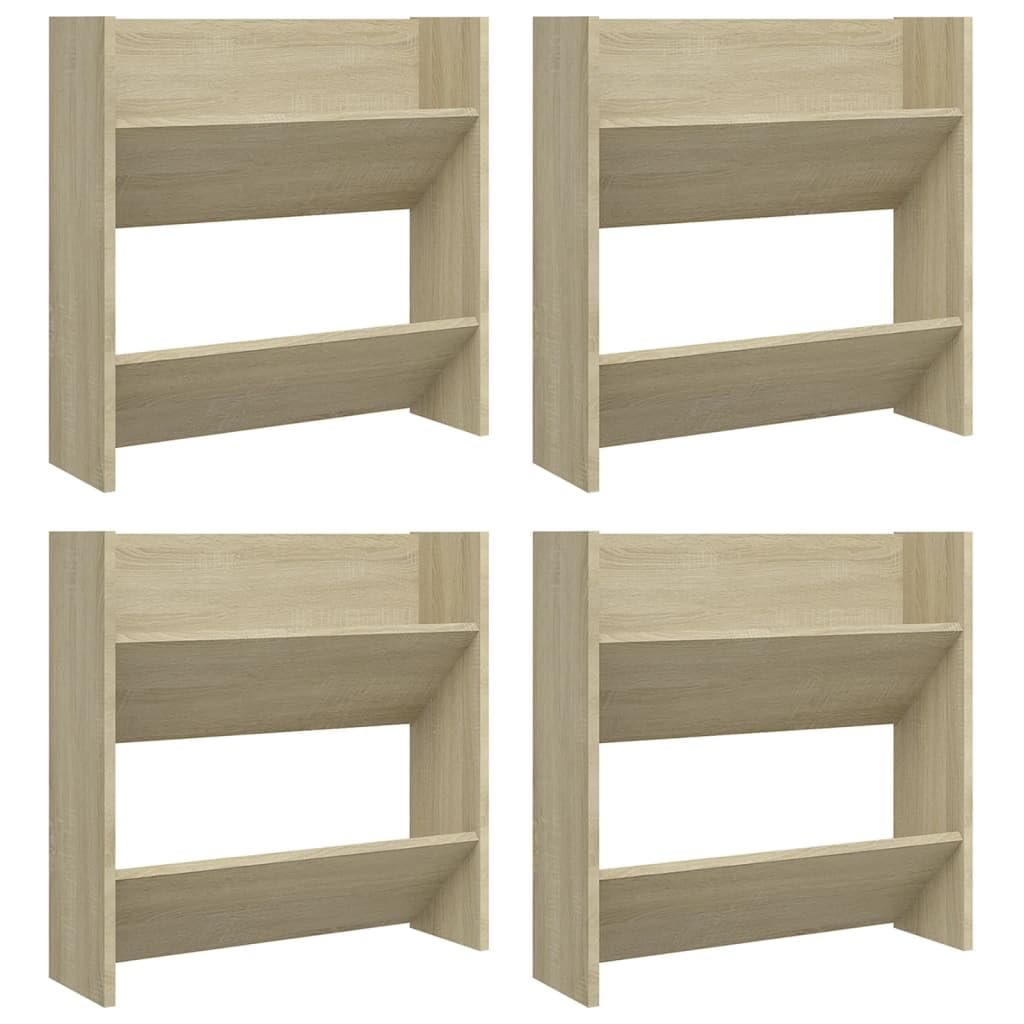 vidaXL Wall Shoe Cabinets 4 pcs Sonoma Oak 23.6&quot;x7.1&quot;x23.6&quot; Engineered Wood