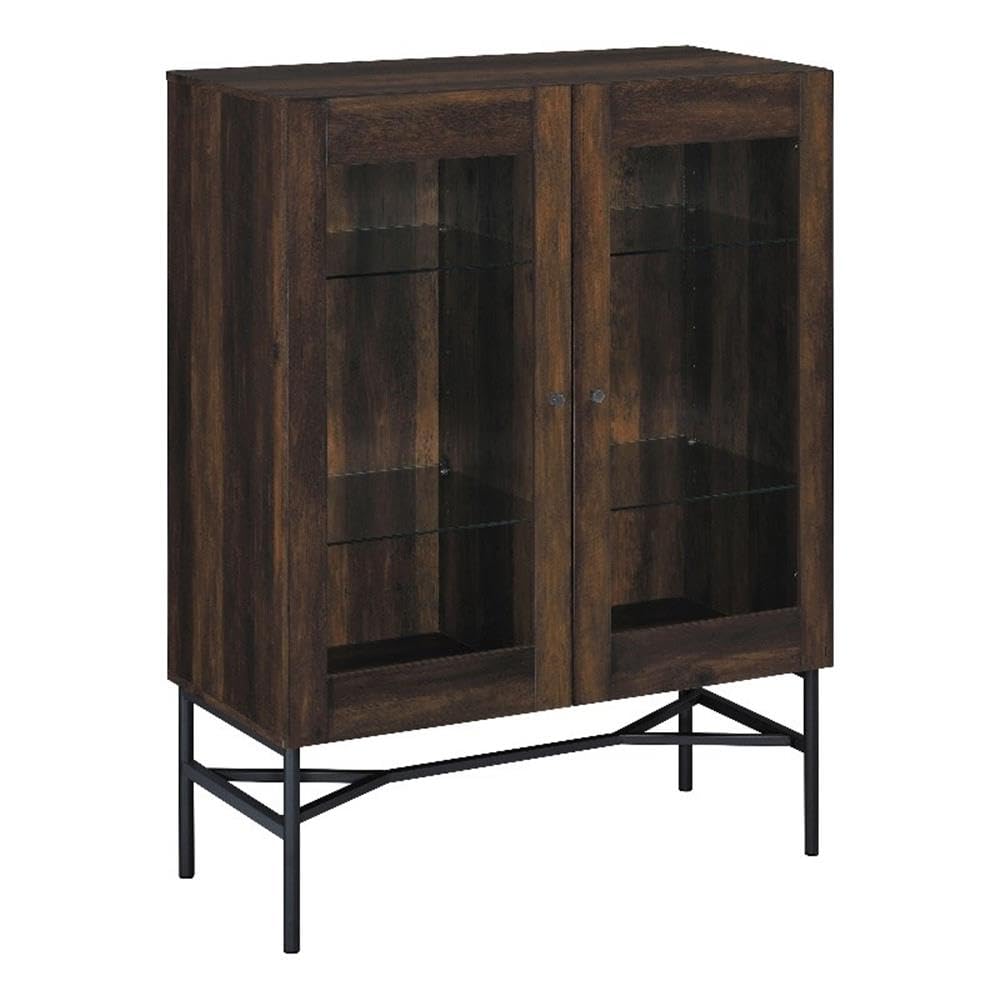 Coaster Home Furnishings Bonilla 2-Door Accent Cabinet with Glass Shelves and Dark Pine