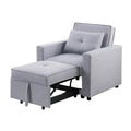Lilola Home Zoey Light Gray Linen Convertible Sleeper Chair with Side Pocket