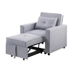 Lilola Home Zoey Light Gray Linen Convertible Sleeper Chair with Side Pocket