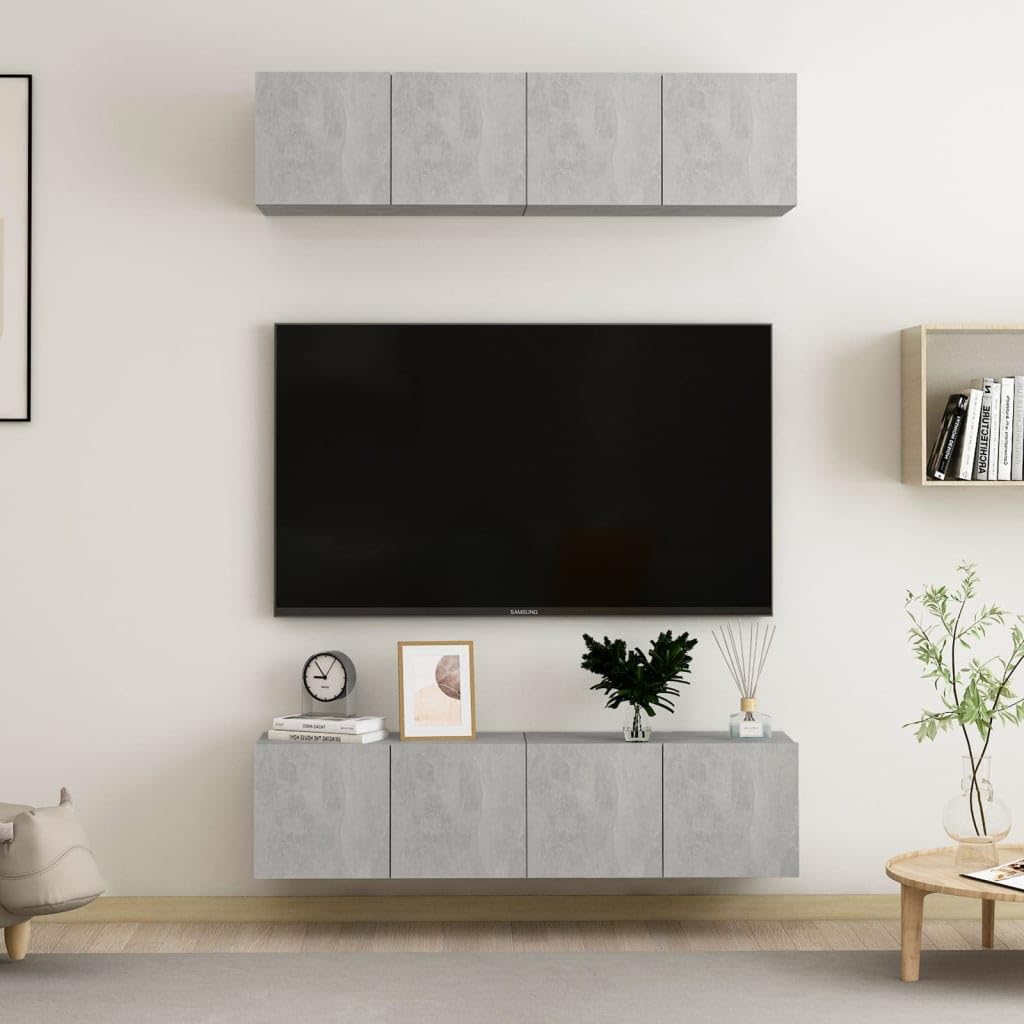 vidaXL 4X TV Cabinets Home Living Room Furniture TV Stand HiFi Stereo Cabinet Media Unit Entertainment Center Concrete Gray Engineered Wood