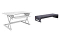 Rocelco 40" Large Height Adjustable Standing Desk Converter with Dual Monitor Stand BUNDLE - Quick Sit Stand Up Computer Workstation Riser - Retractable Keyboard Tray - White (R DADRW-40-DMS)