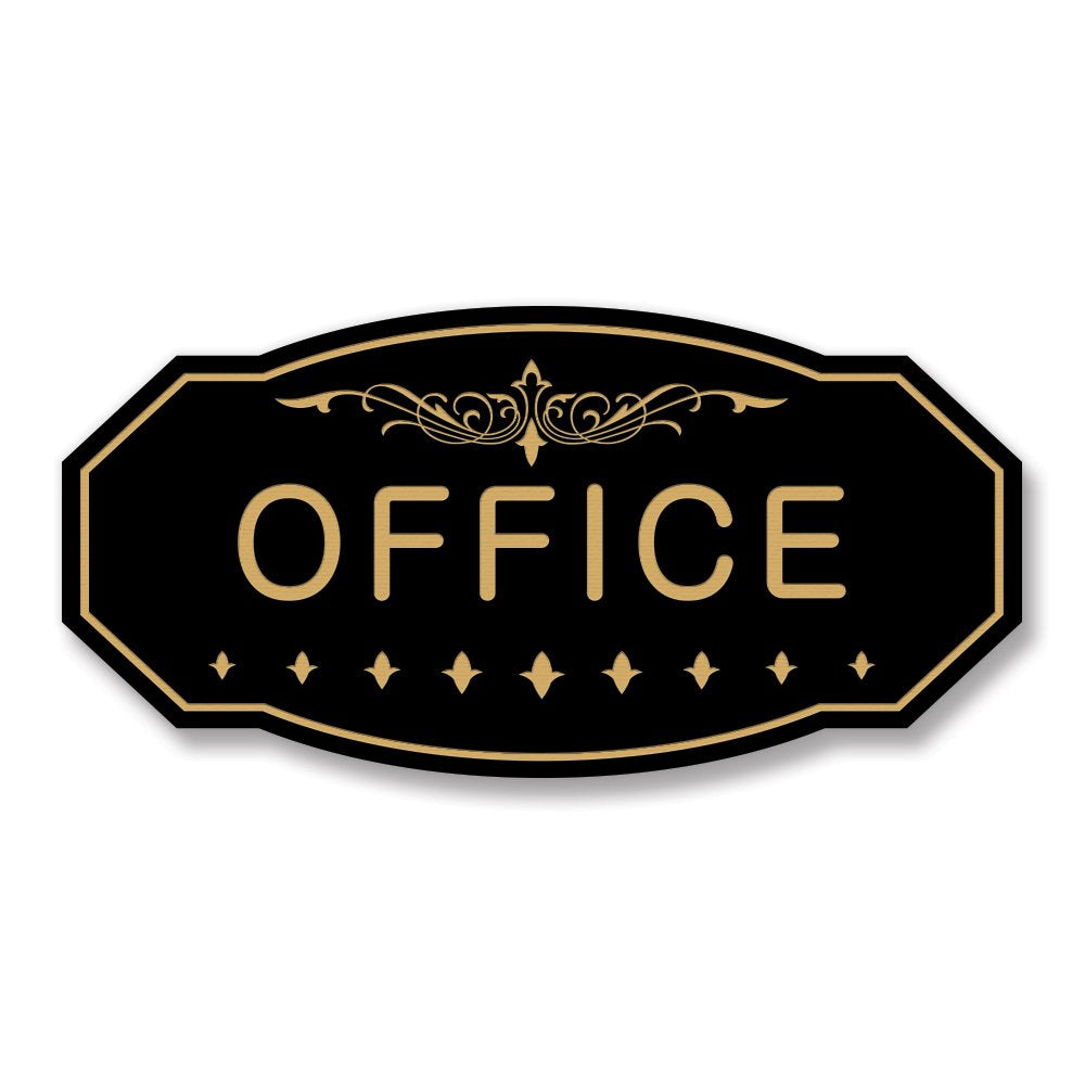 Office Victorian Door/Wall Sign (Black/Gold) - Medium 4' X 8'