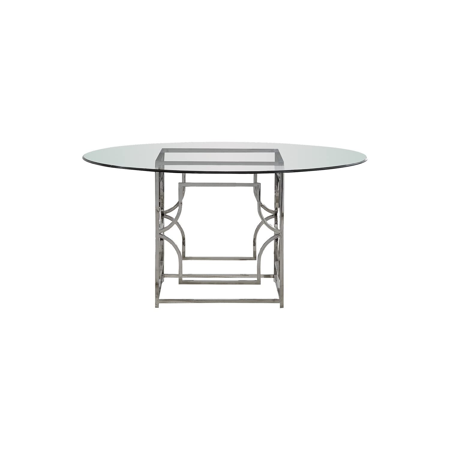 Best Master Alexis 54&quot; Stainless Steel And Glass Round Dining Table In Silver