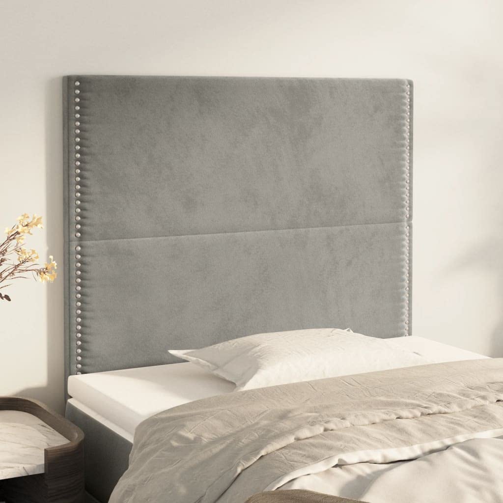 vidaXL Velvet Headboards - 2 Pieces, Classic Design, California Proposition 65 Warning, Light Grey, Perfect for Any Bedroom, Dimensions: 39.4"x2"x46.5"/50.4", Weight: 23.59 Pounds