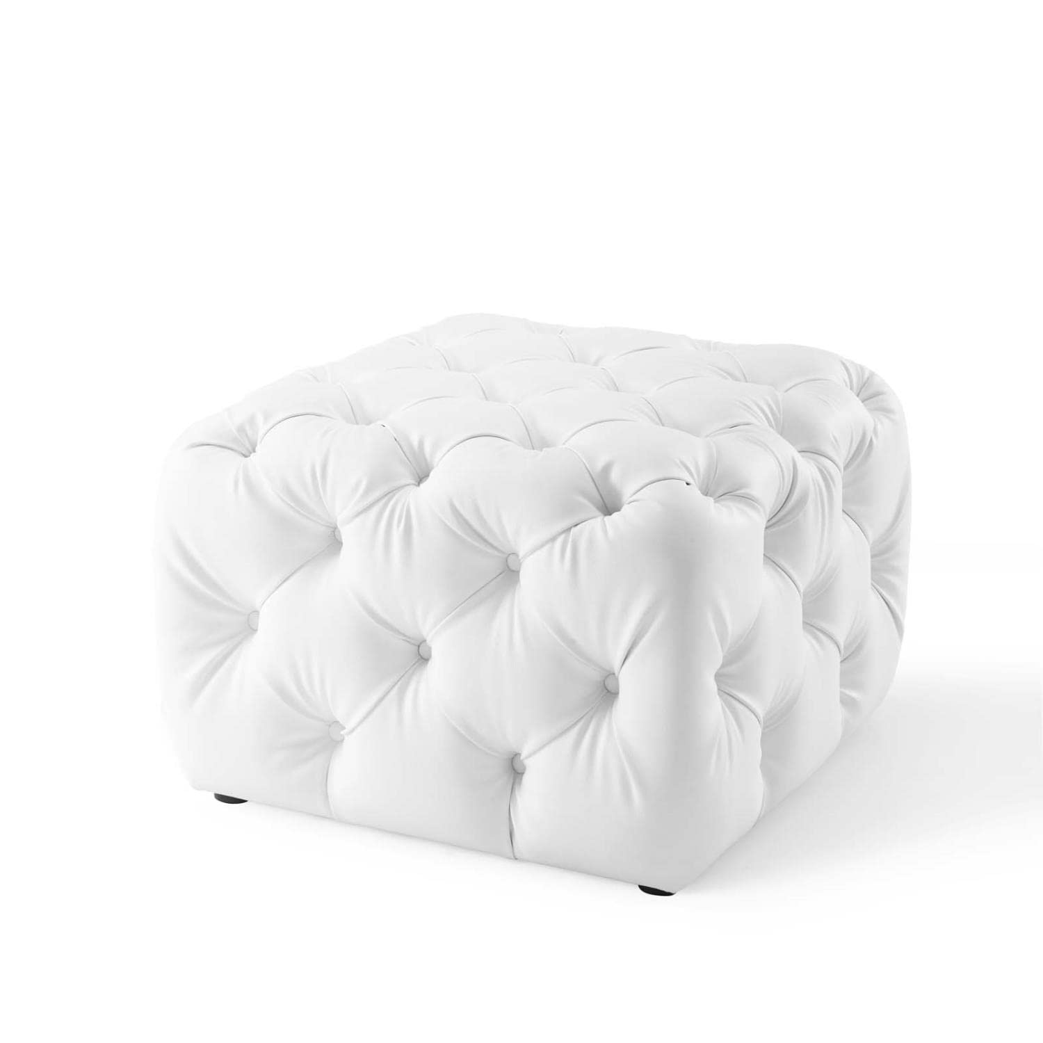 Modway Eei-3775-Whi Anthem Tufted Button Square Faux Leather Ottoman, White