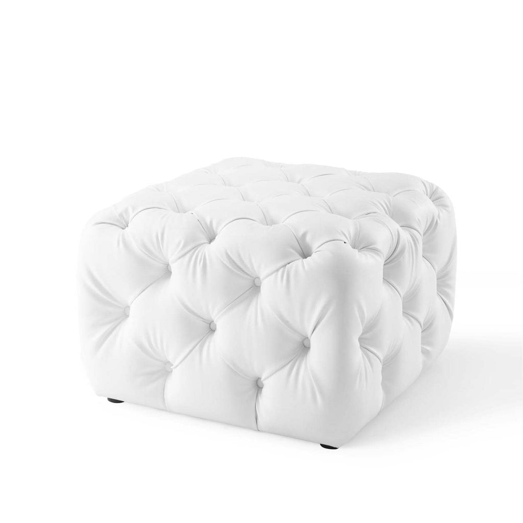 Modway Eei-3775-Whi Anthem Tufted Button Square Faux Leather Ottoman, White