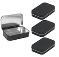 STORE 2508 4 Small Rectangular Hinged Tin Boxes, Black