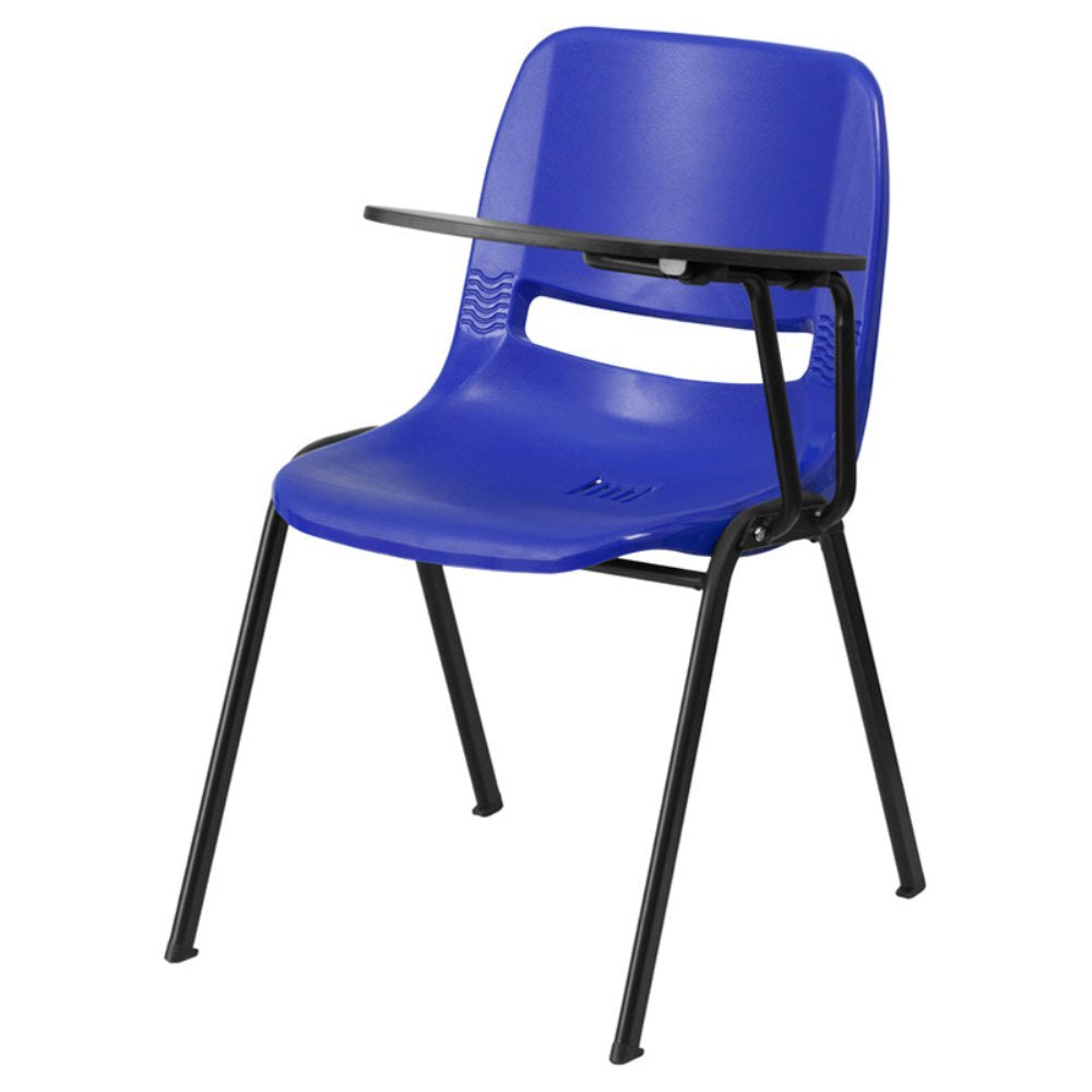 Flash Furniture Blue Ergonomic Shell Chair with Left Handed Flip-Up Tablet Arm