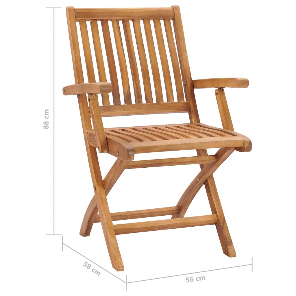 vidaXL 2X Solid Teak Wood Patio Chairs - Cream White Cushions - Foldable Garden Seat - Waterproof - Outdoor Furniture - Deck - 22" x 22.8" x 34.6"