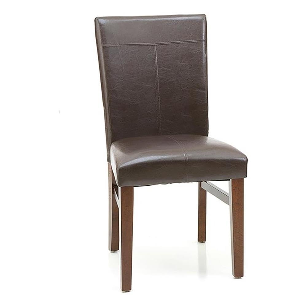 Intercon Furniture Kona PU and Wood Parson's Side Chair in Brown (Set of 2)
