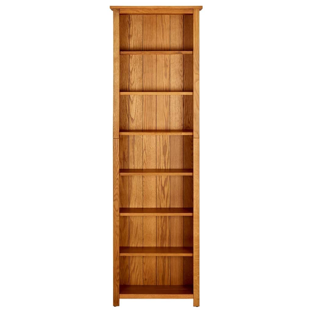 vidaXL 7-Tier Bookcase 23.6&quot;x8.7&quot;x78.7&quot; Solid Oak Wood