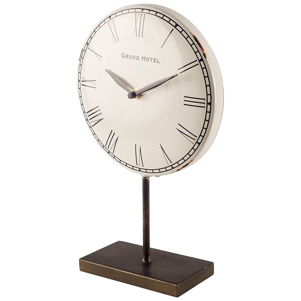 HomeRoots Metal, Other Rectangular White Bronze Metal Desk Tabletop Clock