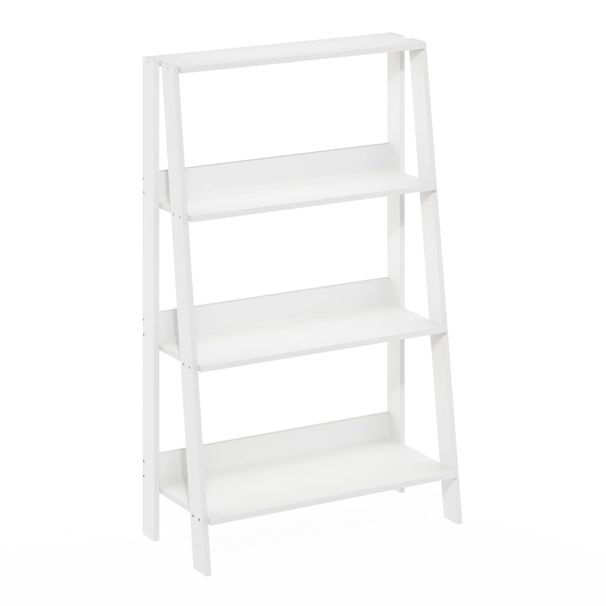 Furinno Ladder Bookcase Display Shelf, 4-Tier, White