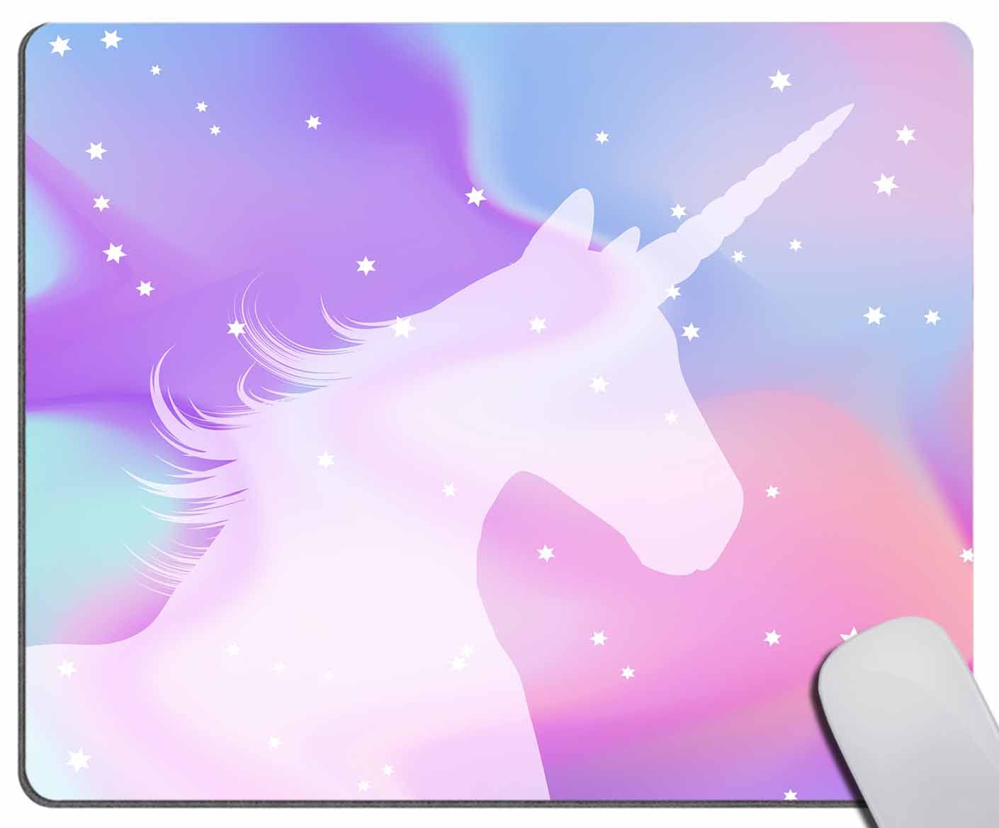 Colorful Magical Horse Mouse Pad, Legendary Myth Creature With Stars Dream Print Rectangular Mouse Pad, Non-Slip Rubber Mousepad