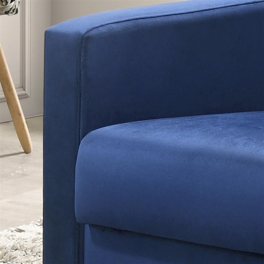 Lilola Home Hale Blue Velvet Accent Armchair with Tufting
