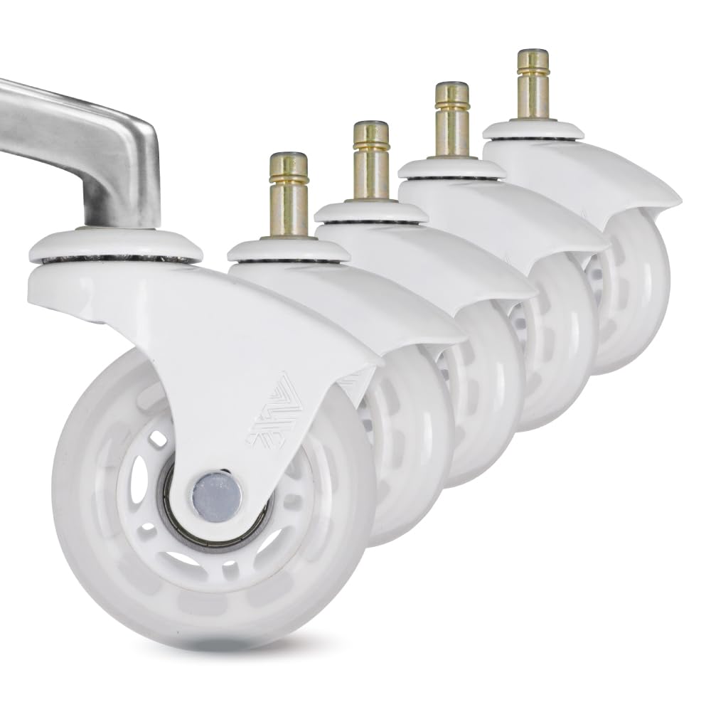 Axl 10Mm Stem, Ikea Office Chair Wheels, 2.5 Inch Rollerblade Casters With Gap-Free Bracket For Safe Barefoot Rolling, Quiet & F