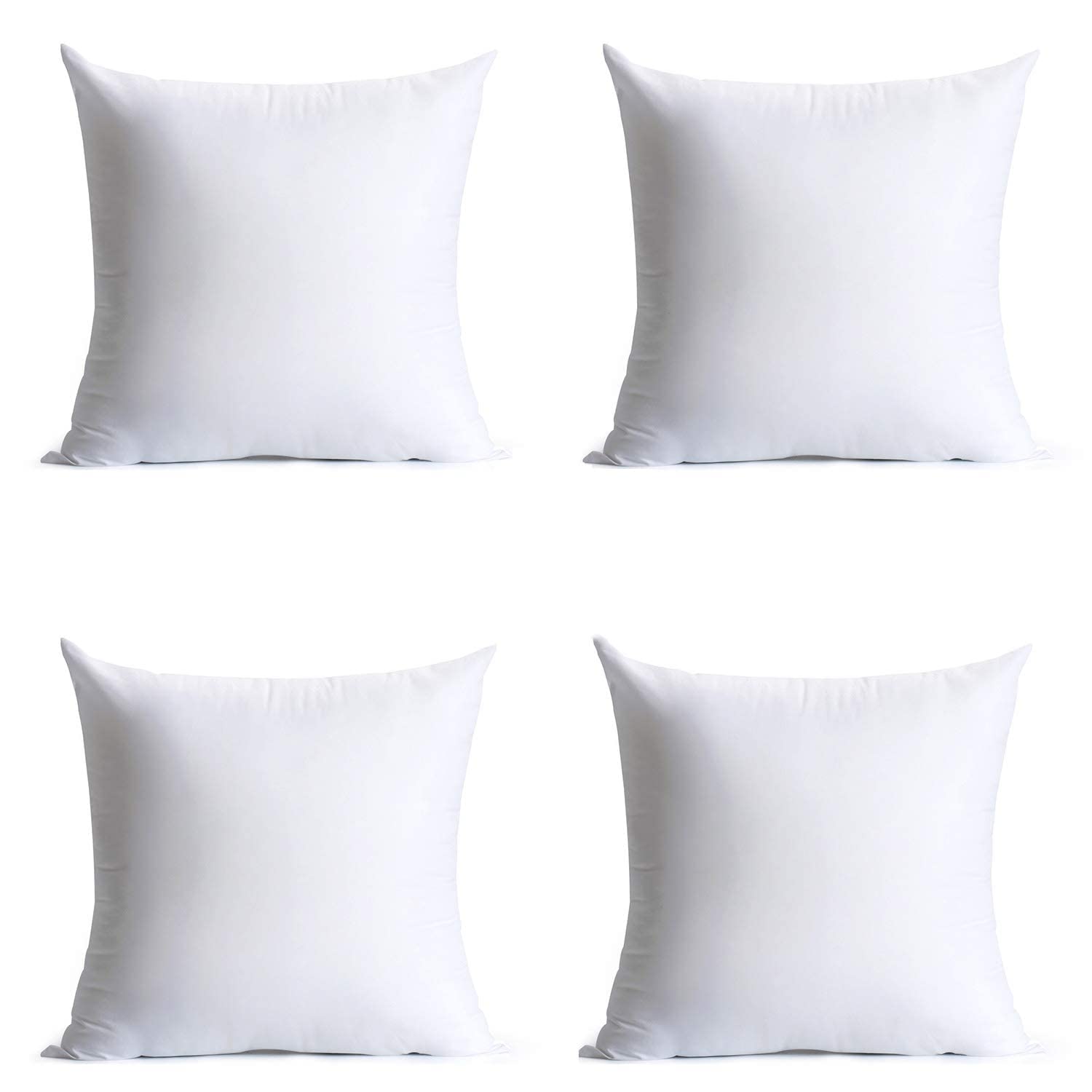 Calibrate Timing 16 X 16 Inches Pillow Inserts, Set Of 4 Hypoallergenic Brushed Microfiber Liner Down Alternative Filled Square