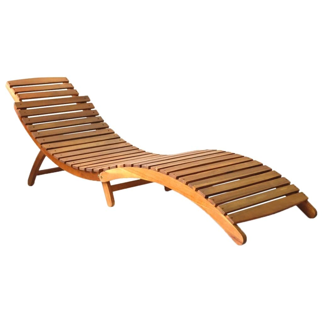 vidaXL Patio Lounge Chair, Outdoor Chaise Lounge Chair, Folding Sunlounger, Sunbed for Backyard Poolside Porch Balcony Lawn, Solid Acacia Wood