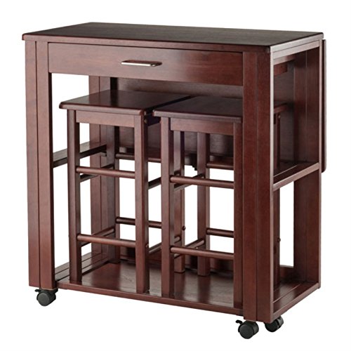Ergode Obsidian 3-Piece Counter Table Set | Sleek Design | Black Veneer Top | Easy Assembly | 2 Black Square-Leg Stools | (94331-VV)