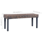 vidaXL Bench 43.3" Gray Natural Kubu Rattan and Solid Mango Wood