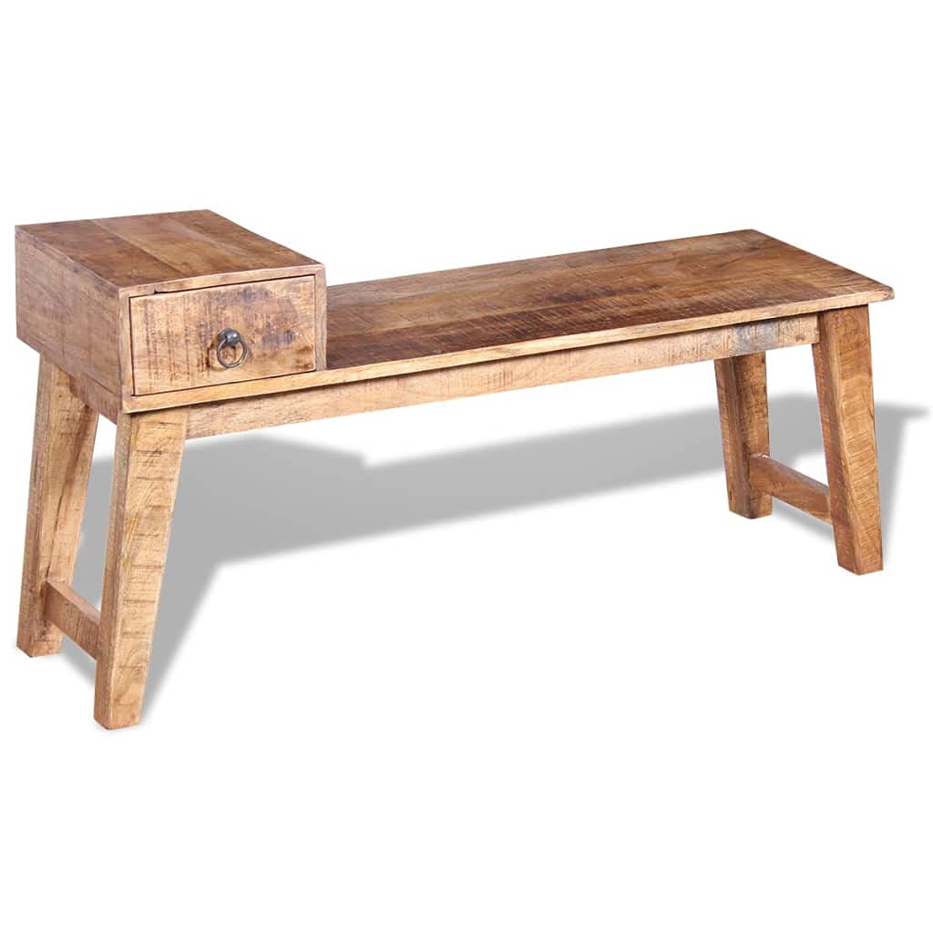 vidaXL Bench with Drawer Solid Mango Wood 47.2&quot;x14.2&quot;x23.6&quot;