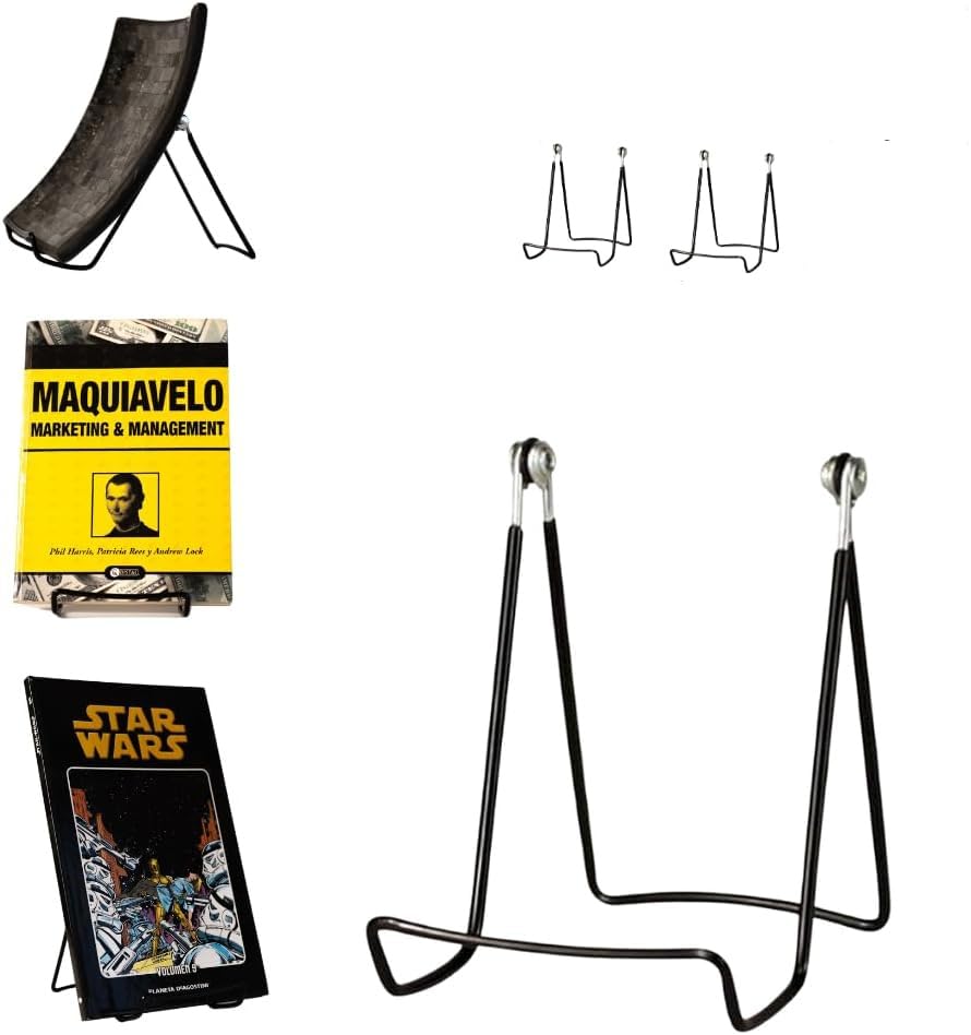 KINGDOM SOLUTIONS MADE IN USA 2-Pack Sturdy & Durable Adjustable Metal Easels to Display Books, Frames, Comics, Plates & More - 
