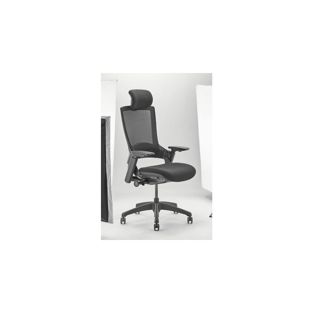 Lilola Home Luke Black Fabric Office Chair with Mesh and Headrest