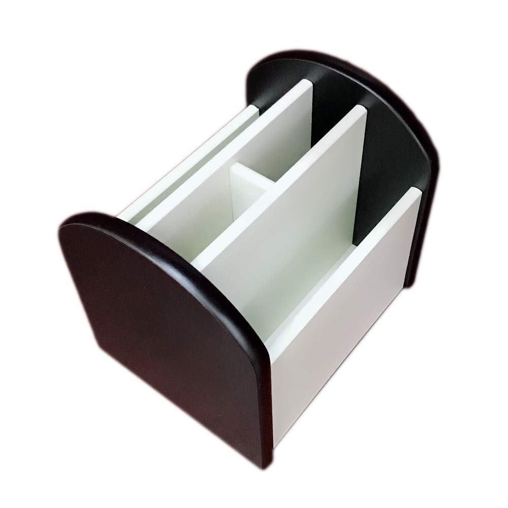 Rotating Remote Control Caddy Wood Pen/Pencil Holder For Desk Organizer Simple Black And White Small Item Storage Box Heben7025