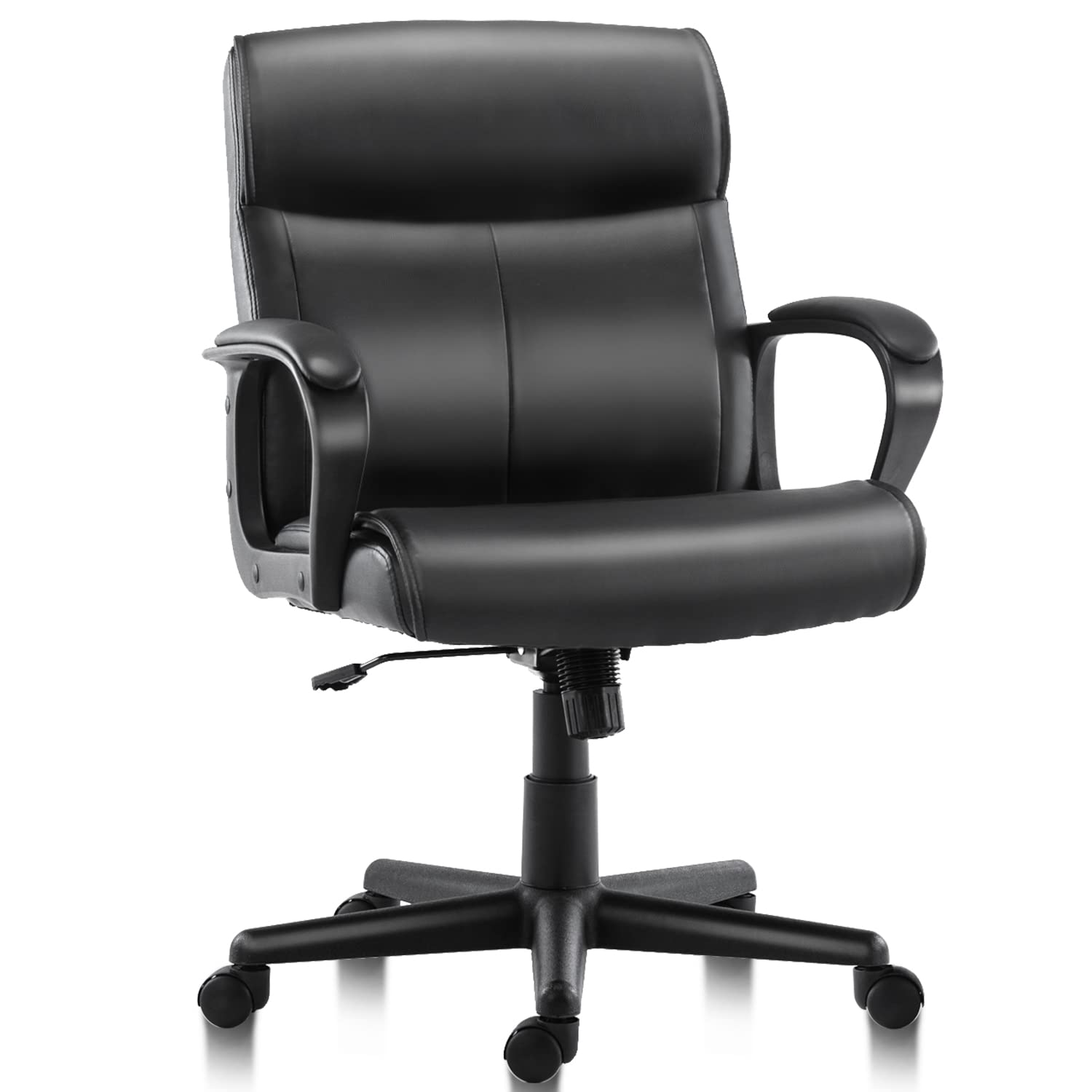 HOMEFLA Home Office Chair Mid-Back Office Computer Desk Chair with Armrest Adjustable Height/Tilt Swivel Rolling Chair, Black
