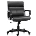 HOMEFLA Home Office Chair Mid-Back Office Computer Desk Chair with Armrest Adjustable Height/Tilt Swivel Rolling Chair, Black