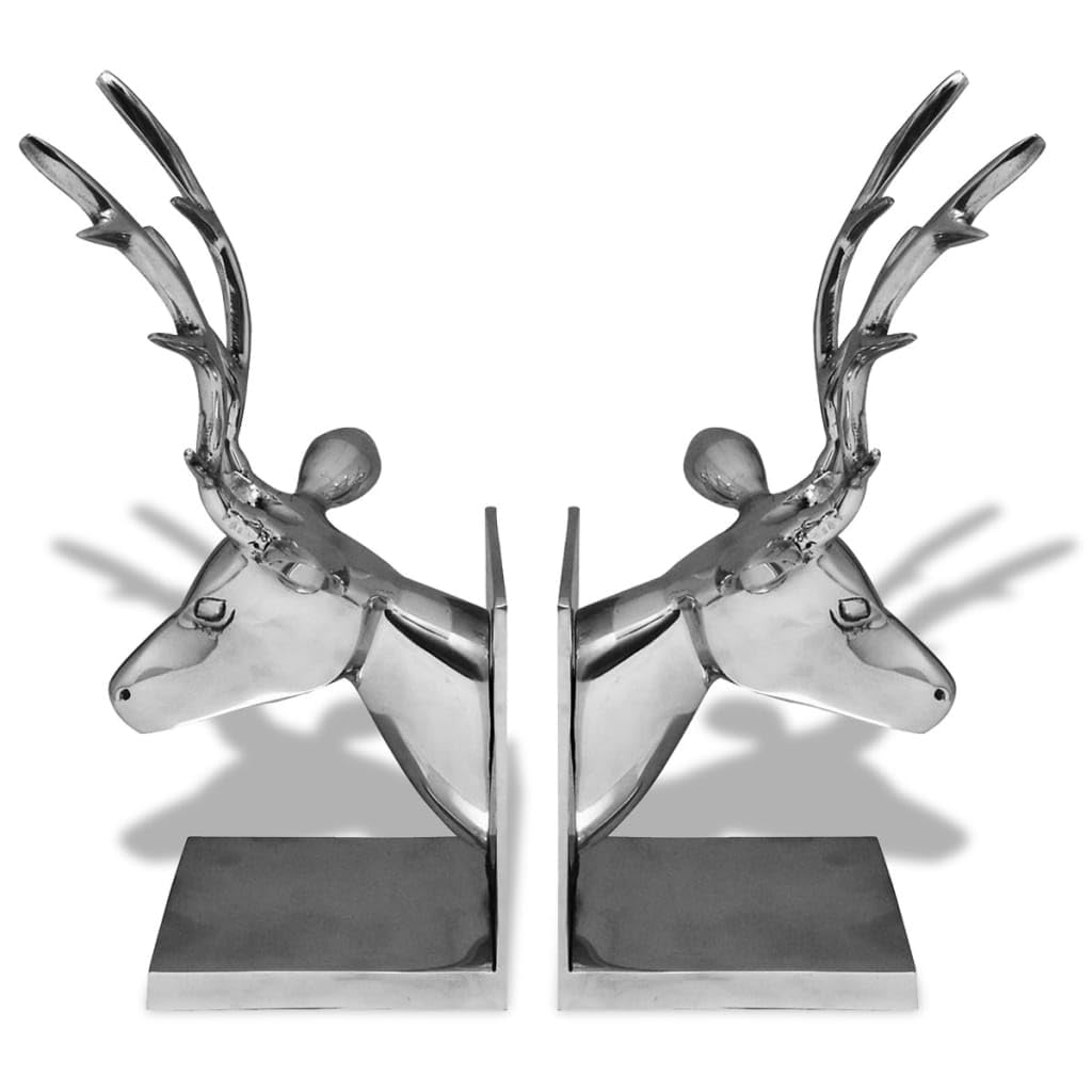 vidaXL Bookends Deer 2 pcs Aluminum Silver